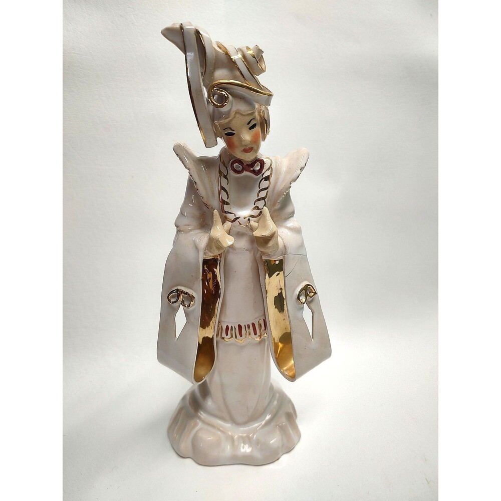 1940s MEM Ceramics Marguerite E Mitchell M.E.M Figurine Oriental Lady Gold Trim